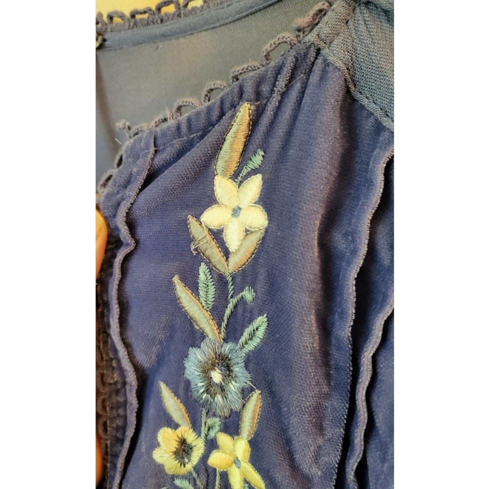 Free People Blue Embroidered Midi Dress - Picture 5 of 7